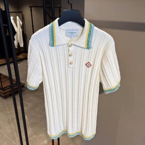 Casablanca Men New Season Rib Boucle Polo Shirt Small Size - Picture 1 of 4